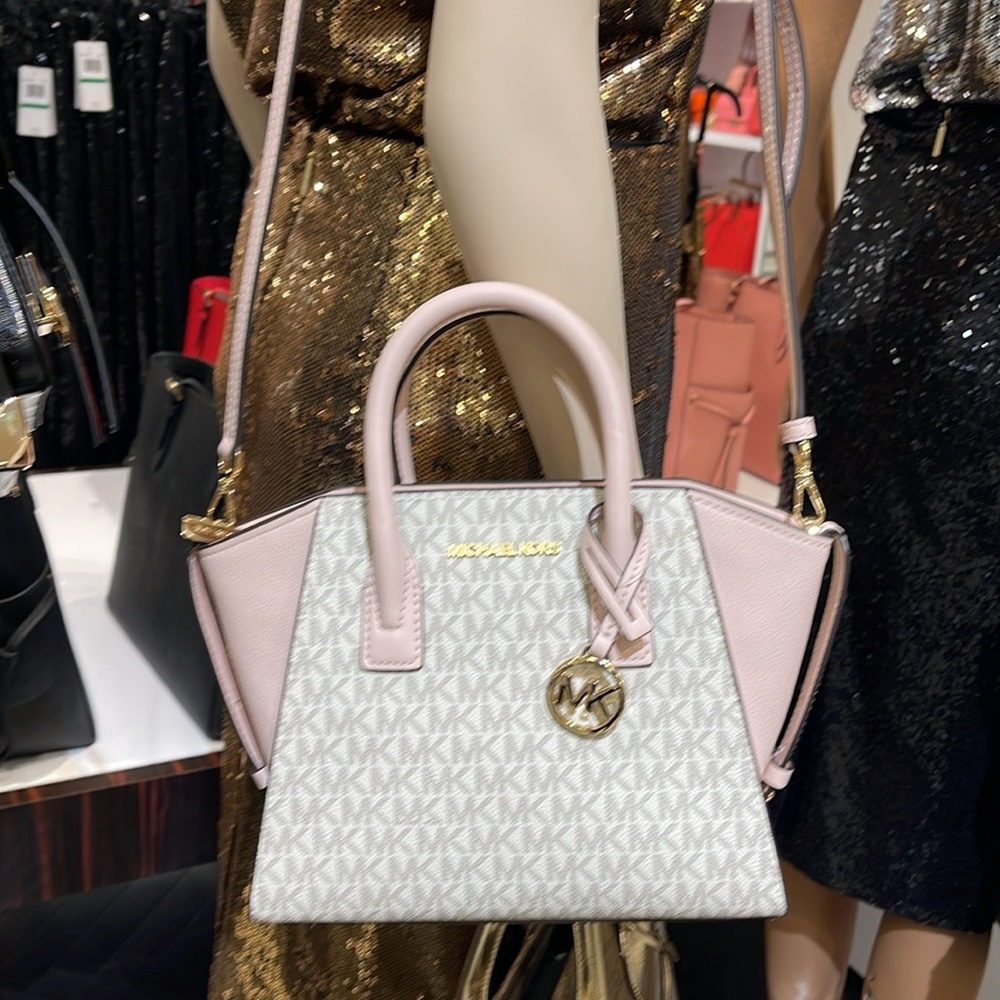 MICHAEL KORS
Avril Small Logo Top-Zip Satchel
Powder Blush Multi 
NWT